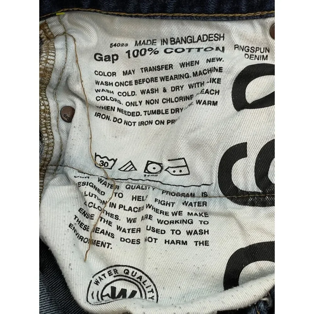 Gap 1969 Jeans Mens 36 x 30 Blue 100% Cotton Ringspun Denim Standard Straight